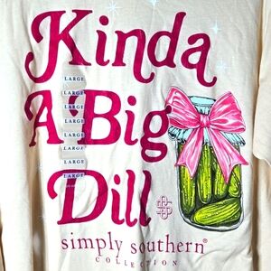 NWT Simply Southern Kinda A Big Dill Long Sleeve Tee Size Large